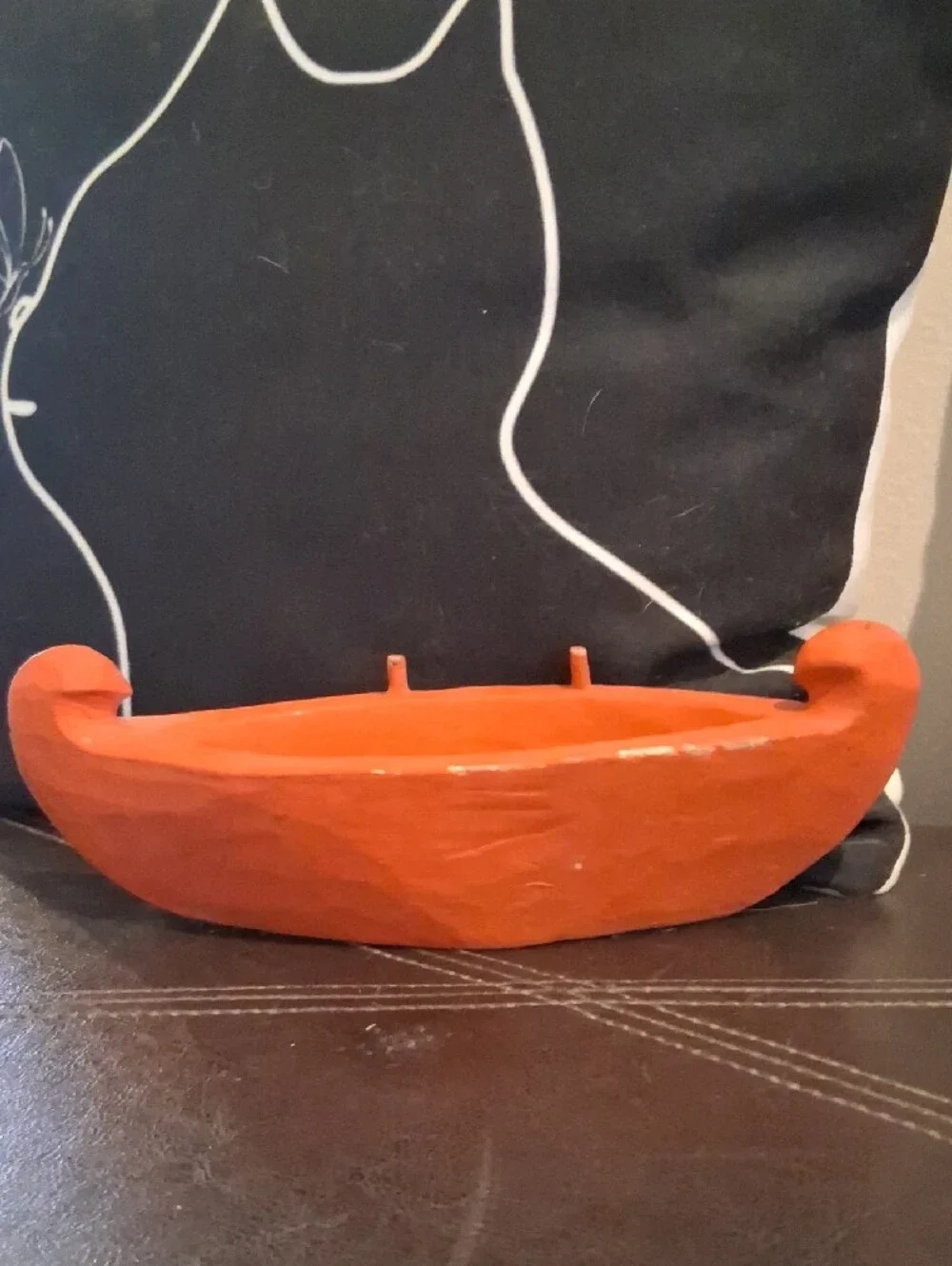 Handcarved Wooden Cats In Boat